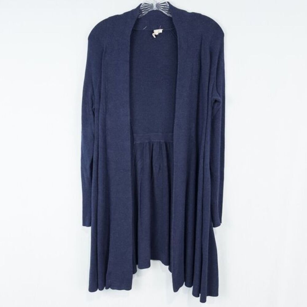 Eileen Fisher Cozy Viscose Stretch Knit Long Open Cardigan Womens Small‎ Blue